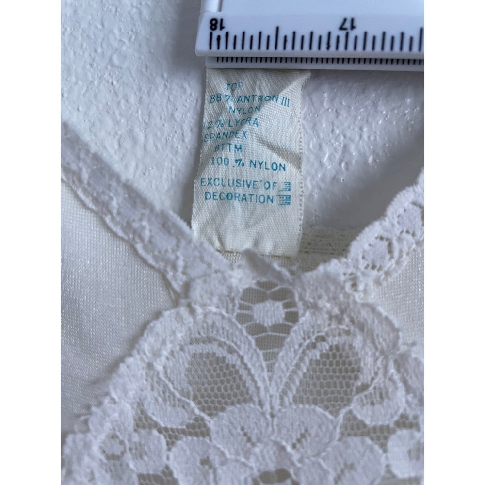 Slip Dress Vintage 70s Coquette Lace Trim Women 34 Small White Cream JCPenney